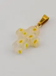 Handcrafted Glass Cross Pendant – Yellow Flowers