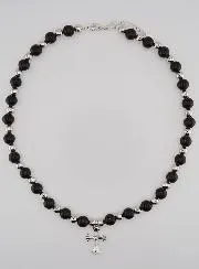 Religious Necklace with Black Agate and Cross