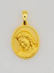 18k Gold-Plated Silver Jesus Medal – 16mm