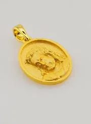 18k Gold-Plated Silver Jesus Medal – 16mm