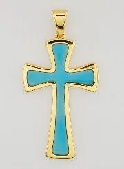 4cm Cross Pendant - Turquoise Blue