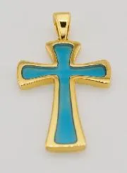 4cm Cross Pendant - Turquoise Blue