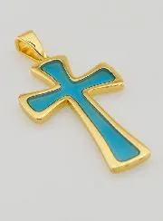 4cm Cross Pendant - Turquoise Blue