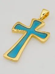 4cm Cross Pendant - Turquoise Blue