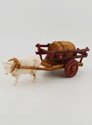 Nativity Figurine Ox Cart and Barrel – Height 6 cm