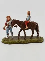 Nativity Figure Mountain Dweller and Child on Horseback – Height 6cm
