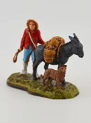 Nativity Figure Man and his Mule – 6 cm
