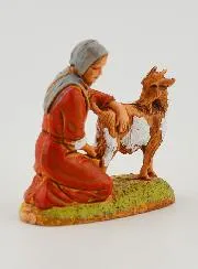 Nativity Figure Farmer’s Wife Milking Her Goat – 6 cm