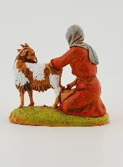 Nativity Figure Farmer’s Wife Milking Her Goat – 6 cm