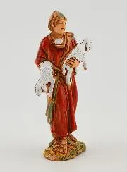 Nativity Figure Shepherd Carrying His Lambs – 6cm