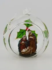 Glass Christmas Bauble 10cm – Nativity Scene