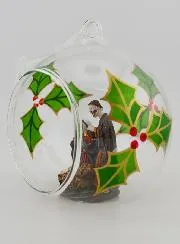 Glass Christmas Bauble 10cm – Nativity Scene