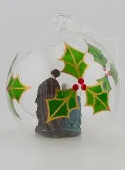 Glass Christmas Bauble 10cm – Nativity Scene