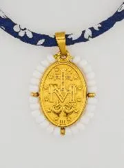 Miraculous Medal with Beads - Blue Liberty Cord