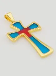 Cross Pendant 4cm – Blue and Red