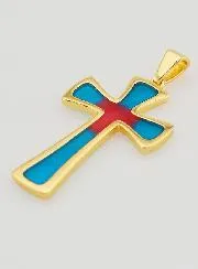 Cross Pendant 4cm – Blue and Red