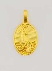 Our Lady of Fatima Medallion in 18 Carat Gold-Plated Silver – 15mm