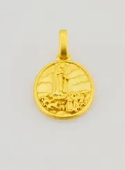 Our Lady of Fatima Medallion in 18 Carat Gold-Plated Silver – 15mm