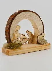 Natural Wood Nativity Scene – Rounded
