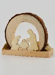 Natural Wood Nativity Scene – Rounded