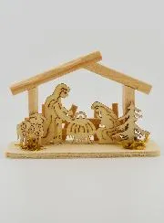 Nativity Scene in Natural Wood – 10cm