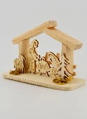 Nativity Scene in Natural Wood – 10cm