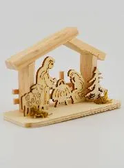 Nativity Scene in Natural Wood – 10cm
