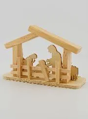 Nativity Scene in Natural Wood – 10cm