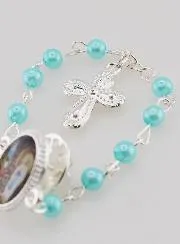 Decade Rosary with Pin and Blue Beads