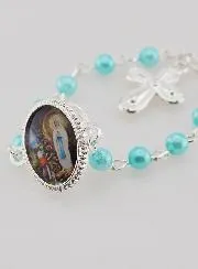 Decade Rosary with Pin and Blue Beads