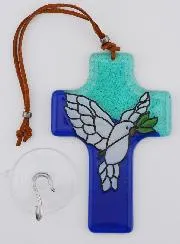 Dove of Peace Glass Cross
