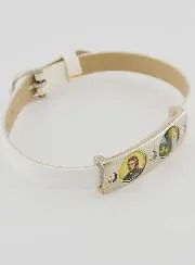 All Saints White Leather Bracelet