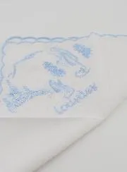 Memory of Lourdes Blue Embroidered Handkerchief