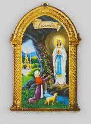 Wooden Decade Rosary Gift + Lourdes Icon Souvenir