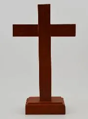 Beech Wood Crucifix on Base. Size 20 cm