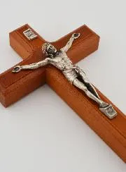 Silvery Christ Wood Crucifix