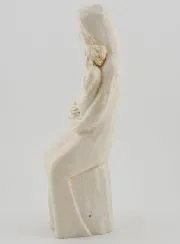 Holy Virgin with Baby Jesus Statue Ivory Colour - 19cm