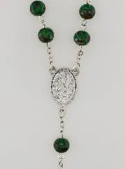 Lourdes Rosary with Green Mother of Pearl Beads
