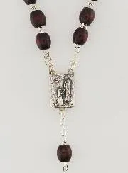 Dark Wooden Rosary on a Chain
