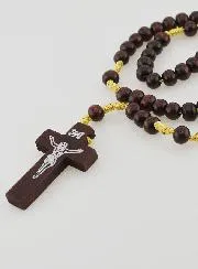 Rosary with Dark Wooden Beads on a String