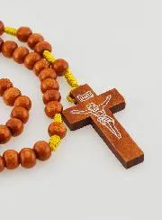 Wooden Rosary Light Brown on a String