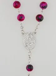 Rosary with Pearlescent Pink Rhinestone Beads