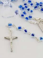 Children's Rosary with Blue Beads - Candy Box