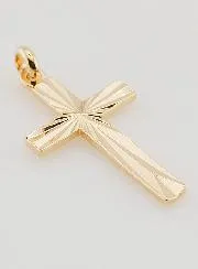Gold Plated Carved Cross Pendant