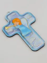 Child Wood Cross - Trumpet Guardian Ange