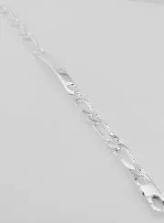 Matt Silver Curb Bracelet 21 cm - Figaro Mesh 0,7 cm