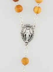 Rosary with Our Lady of Miracles Medal - Wooden Beads