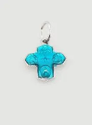 All Saints' Cross Pendant 1,1 cm - Blue of Lourdes