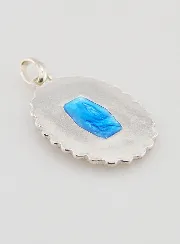 Holy Virgin Mary Silver & Blue Enamel Medal - 3 cm