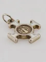 Saint Benedict Metal Cross Pendant - White - 2 cm